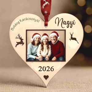 Fényképes karácsonyfadísz, egyedi karácsonyi ajándék szív, , , MESKA