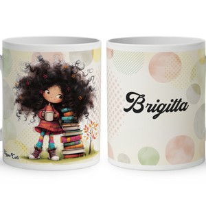 Névvel kérhető - Kávé és könyvek őszi Könyvmoly lány mintás bögre - Meska.hu
