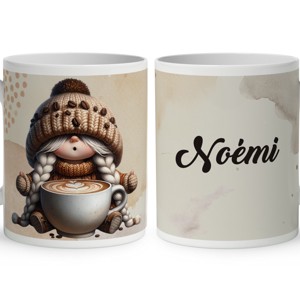 Névvel kérhető kávés manó lány - Imádom a kávét mintás bögre, Otthon & Életmód, Konyhafelszerelés, tálalás, Tálalás, Bögre & Csésze, , MESKA