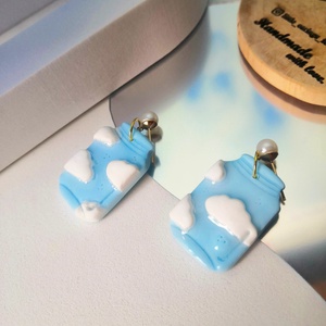 Polymer clay fülbevaló-Felső-üveg, Ékszer, Fülbevaló, Lógó fülbevaló, , MESKA