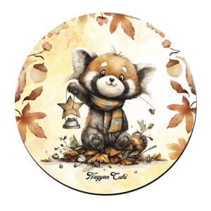 Cuki őszi vöröspanda és a lámpás pohár alátét, , , MESKA