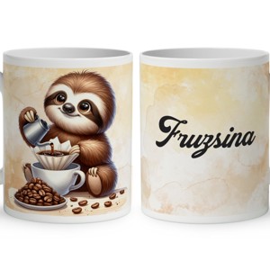 Névvel kérhető - Kávés lajhár és a filteres kávé mintás bögre, Otthon & Életmód, Konyhafelszerelés, tálalás, Tálalás, Bögre & Csésze, , MESKA