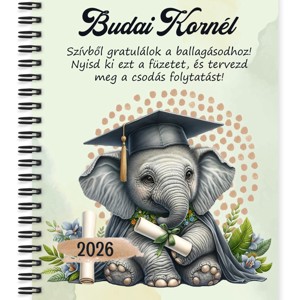 Személyre szabható - 2026 Ballagás - Elefánt mintás füzet - otthon & életmód - papír, írószer - jegyzetfüzet & napló - Meska.hu