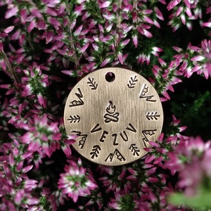 Kézzel készült sárgaréz kutyabiléta  � Vadösvény    (30mm) - otthon & életmód - kisállatoknak - kutyáknak - kutya biléta - Meska.hu