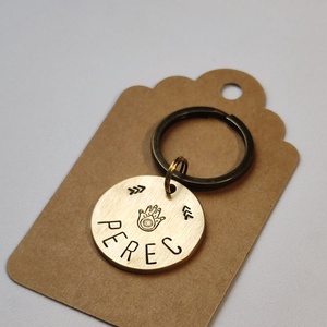 Kézzel kalapált sárgaréz kutyabiléta  �  Hamsa Keze    (30mm) - otthon & életmód - kisállatoknak - kutyáknak - kutya biléta - Meska.hu