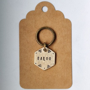 HEX MINI � Kézzel kalapált sárgaréz kutyabiléta (25 � 21 mm) - otthon & életmód - kisállatoknak - kutyáknak - kutya biléta - Meska.hu