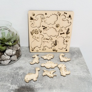 Dínós puzzle, készségfejlesztő játék - játék & sport - készségfejlesztő és logikai játék - logikai játékok - Meska.hu