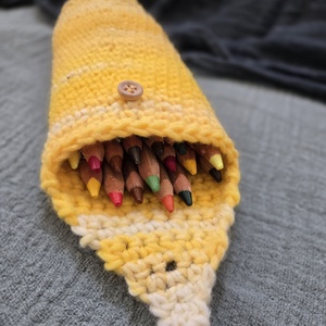 Horgolt ceruzatartó sárga, Táska & Tok, Pénztárca & Más tok, Telefontok, Horgolás, MESKA