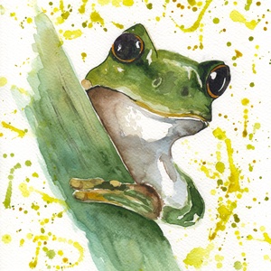 Béka - akvarell illusztráció, nyomat, A4-es méretben - gyerekszobába - az ÁLLATI! - sorozat része, Művészet, Festmény, Akvarell, Festészet, MESKA