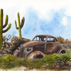 Arizona - férfias hangulatú akvarell illusztráció, nyomat, A4 - Summertime sorozat, Művészet, Festmény, Akvarell, Festészet, MESKA
