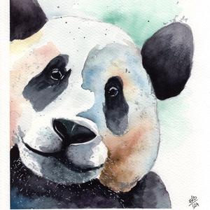 Panda - akvarell illusztráció, nyomat, A4-es méretben - gyerekszobába - az ÁLLATI! - sorozat része, Művészet, Festmény, Akvarell, Festészet, MESKA