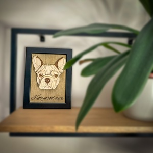 3D hatású lézervágott francia bulldog kutyaportré, Otthon & Életmód, Dekoráció, Kép & Falikép, Fából készült kép, Famegmunkálás, Gravírozás, pirográfia, MESKA