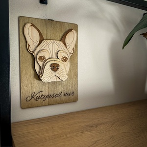 3D hatású lézervágott francia bulldog kutyaportré - otthon & életmód - dekoráció - kép & falikép - fából készült kép - Meska.hu