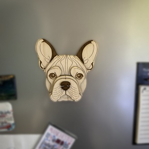 3D hatású lézervágott francia bulldog kutyaportré - otthon & életmód - dekoráció - kép & falikép - fából készült kép - Meska.hu