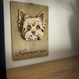 3D hatású lézervágott yorkshire terrier kutyaportré - otthon & életmód - dekoráció - kép & falikép - fából készült kép - Meska.hu