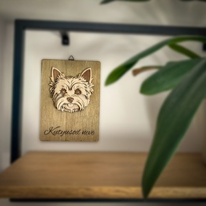3D hatású lézervágott yorkshire terrier kutyaportré - otthon & életmód - dekoráció - kép & falikép - fából készült kép - Meska.hu