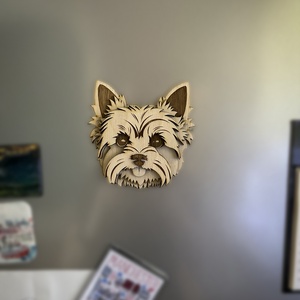 3D hatású lézervágott yorkshire terrier kutyaportré - otthon & életmód - dekoráció - kép & falikép - fából készült kép - Meska.hu