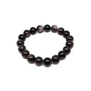 Obszidián ezüst golyó karkötő 10mm, Ékszer, Karkötő, Ásványkarkötő, , MESKA