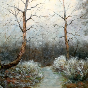 Lantos György: Zúzmarás fák 50x70 cm - Meska.hu