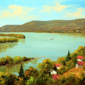 Lantos György: A duna Zebegénynél 40x60 cm - Meska.hu
