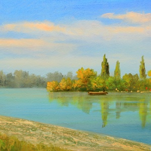 Lantos György: Tiszapart 18x36.jpg cm - Meska.hu