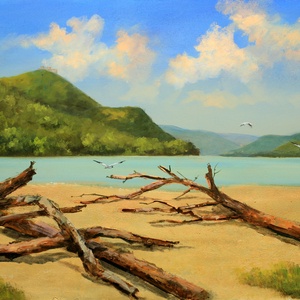 Lantos György: Amit a Duna ott felejtett 40x60 cm, Művészet, Festmény, Olajfestmény, Festészet, MESKA