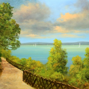 Lantos György: Balaton parti sétány 30x40 cm - Meska.hu