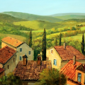 Lantos György: Toscan táj, Művészet, Festmény, Olajfestmény, Festészet, MESKA