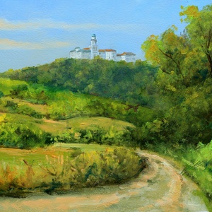 Lantos György: Pannonhalma felé , Művészet, Festmény, Olajfestmény, Festészet, MESKA