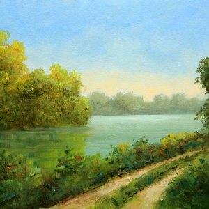 Lantos György: Reggel Szigetközben, Művészet, Festmény, Olajfestmény, Festészet, MESKA