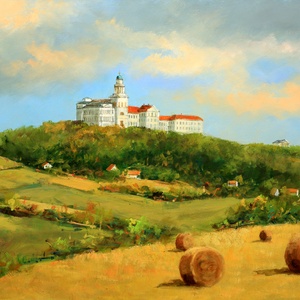 Lantos György: Szalmabálák Pannonhalmán , Művészet, Festmény, Olajfestmény, Festészet, MESKA