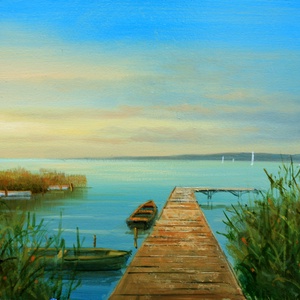 Lantos György: Balatoni stég  - Meska.hu