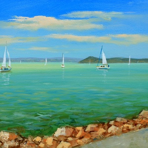 Lantos György: Vitorlások Balatonföldvárnál   - Meska.hu