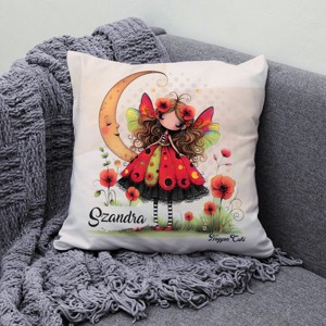 Névvel kérhető - Cuki pipacs tündérlány és a hold mintás párna - otthon & életmód - lakástextil - párna & párnahuzat - díszpárna (belsővel együtt) - Meska.hu