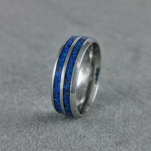 Nemesacél Gyűrű Lapis Lazuli, Kék Opállal. Vízálló, Karcálló, Anti-Allergén, Egyedi Megrendelésre! - esküvő - ékszer - karikagyűrű - Meska.hu