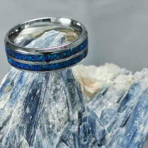 Nemesacél Gyűrű Lapis Lazuli, Kék Opállal. Vízálló, Karcálló, Anti-Allergén, Egyedi Megrendelésre! - esküvő - ékszer - karikagyűrű - Meska.hu
