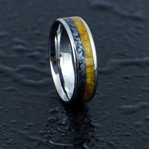 Nemesacél Gyűrű Borostyán És Hematit Ásványokkal. Vízálló, Karcálló, Anti-Allergén, Egyedi Megrendelésre! - Meska.hu