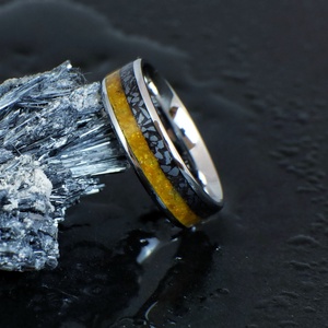 Nemesacél Gyűrű Borostyán És Hematit Ásványokkal. Vízálló, Karcálló, Anti-Allergén, Egyedi Megrendelésre! - ékszer - gyűrű - kerek gyűrű - Meska.hu