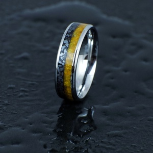 Nemesacél Gyűrű Borostyán És Hematit Ásványokkal. Vízálló, Karcálló, Anti-Allergén, Egyedi Megrendelésre! - ékszer - gyűrű - kerek gyűrű - Meska.hu