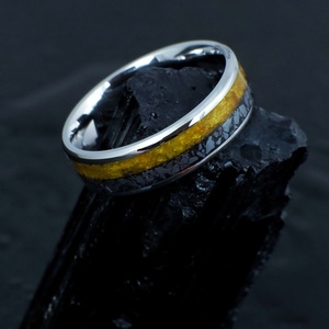 Nemesacél Gyűrű Borostyán És Hematit Ásványokkal. Vízálló, Karcálló, Anti-Allergén, Egyedi Megrendelésre! - ékszer - gyűrű - kerek gyűrű - Meska.hu