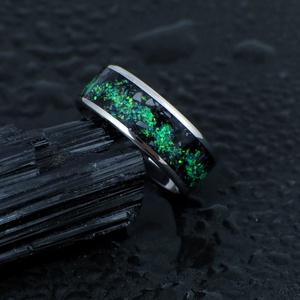 Nemesacél Gyűrű Turmalin, Hematit Ásványokkal És Zöld Opállal. Vízálló, Karcálló, Anti-Allergén, Egyedi Megrendelésre! - esküvő - ékszer - karikagyűrű - Meska.hu