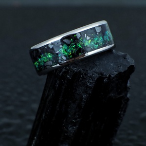 Nemesacél Gyűrű Turmalin, Hematit Ásványokkal És Zöld Opállal. Vízálló, Karcálló, Anti-Allergén, Egyedi Megrendelésre! - esküvő - ékszer - karikagyűrű - Meska.hu