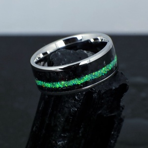 Nemesacél Gyűrű Obszidián Ásvánnyal És Zöld Opállal. Vízálló, Karcálló, Anti-Allergén, Egyedi Megrendelésre! - ékszer - gyűrű - kerek gyűrű - Meska.hu