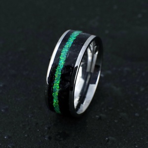 Nemesacél Gyűrű Obszidián Ásvánnyal És Zöld Opállal. Vízálló, Karcálló, Anti-Allergén, Egyedi Megrendelésre! - ékszer - gyűrű - kerek gyűrű - Meska.hu