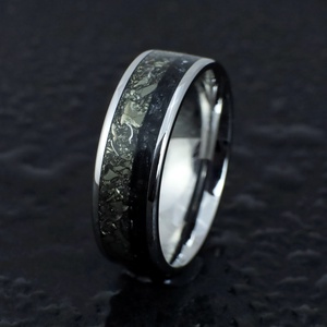 Nemesacél Gyűrű Pirit/Fém Forgács És Obszidián Ásványból. Vízálló, Karcálló, Anti-Allergén, Egyedi Megrendelésre! - ékszer - gyűrű - kerek gyűrű - Meska.hu