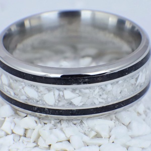 Nemesacél Gyűrű Magnezit és Turmalin Ásványokkal. Vízálló, Karcálló, Anti-Allergén, Egyedi Megrendelésre! - ékszer - gyűrű - kerek gyűrű - Meska.hu