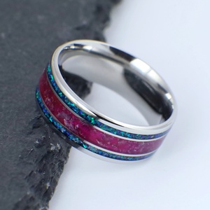 Nemesacél Gyűrű Ametiszttel, Kék Opállal. Vízálló, Karcálló, Anti-Allergén, Egyedi Megrendelésre! - Meska.hu