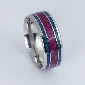 Nemesacél Gyűrű Ametiszttel, Kék Opállal. Vízálló, Karcálló, Anti-Allergén, Egyedi Megrendelésre! - ékszer - gyűrű - kerek gyűrű - Meska.hu