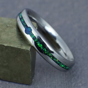 Nemesacél Gyűrű Zöld És Kék Opálokkal. Vízálló, Karcálló, Anti-Allergén, Egyedi Megrendelésre! - ékszer - gyűrű - kerek gyűrű - Meska.hu