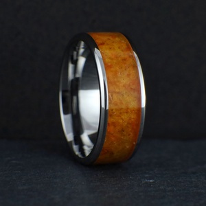 Nemesacél Gyűrű Borostyán Ásvánnyal. Vízálló, Karcálló, Anti-Allergén, Egyedi Megrendelésre! - ékszer - gyűrű - kerek gyűrű - Meska.hu